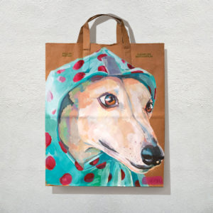 Fawn Greyhound Pet Portrait Dog Painting Paper Bag