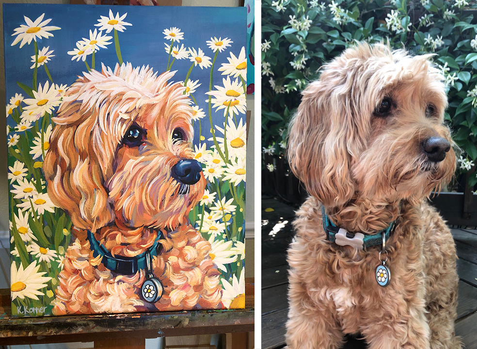 Cockapoo dog pet portrait painting